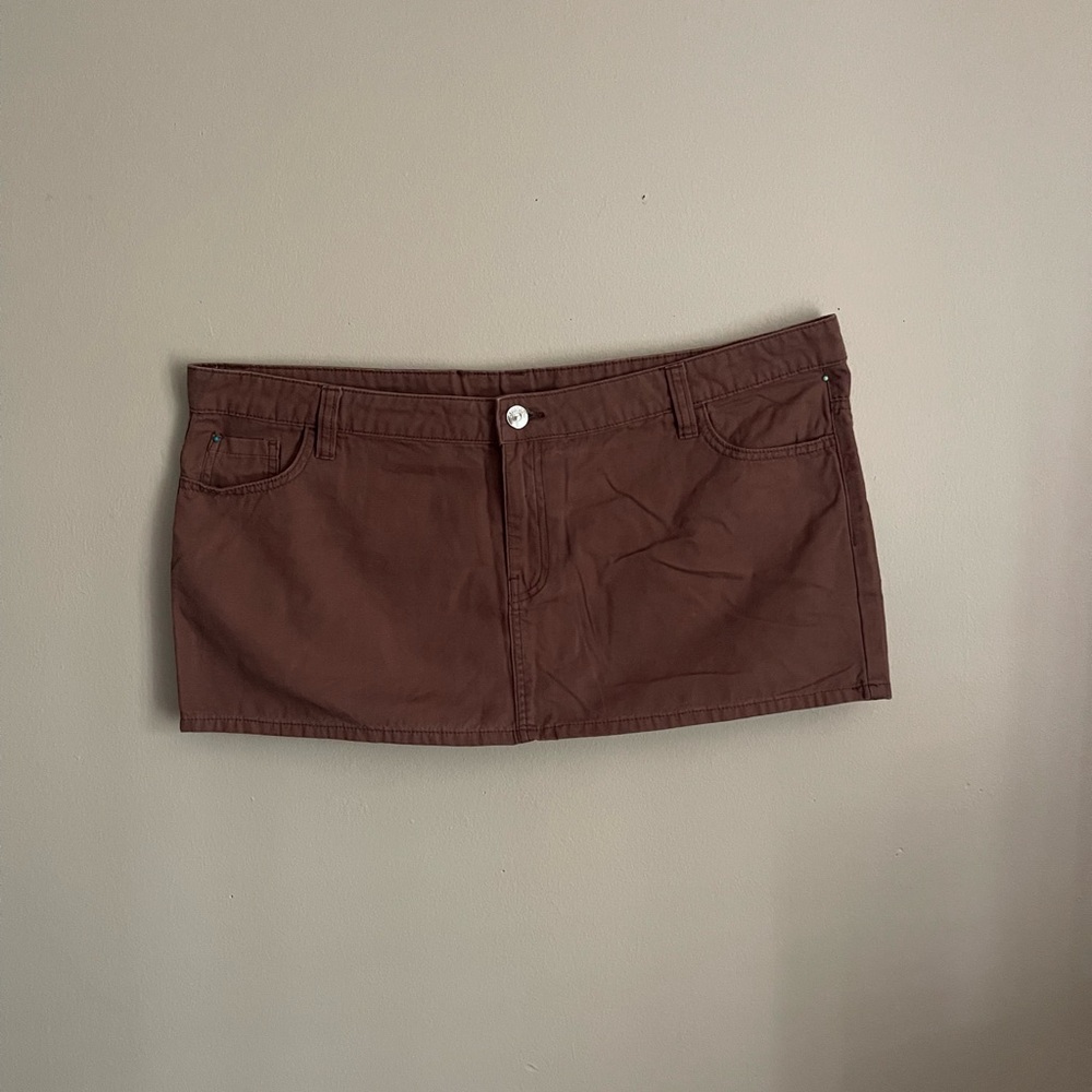 H&M Brown denim mini skirt with pockets
